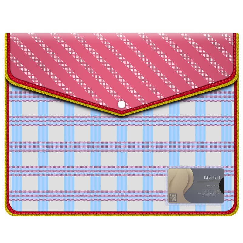 Fedus Documents Holder Envelope Folder, Stylist Printed File Storage Bag With Snap Button Transparent Plastic File For Documents
