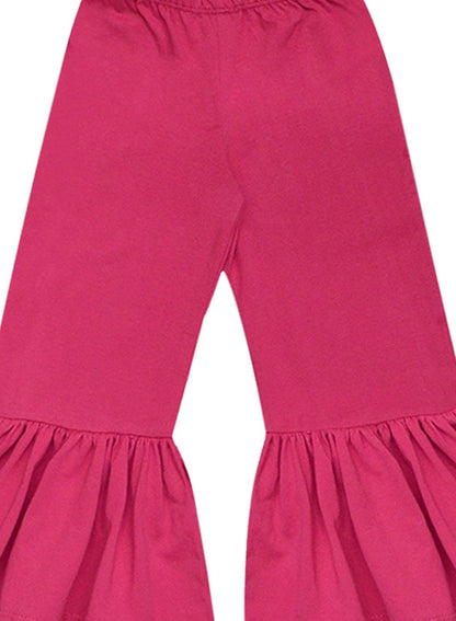 A.T.U.N. (ALL THINGS UBER NICE) Girls High Rise Regular Elasticated Waistband Casual Ruffle Pants Fuchsia