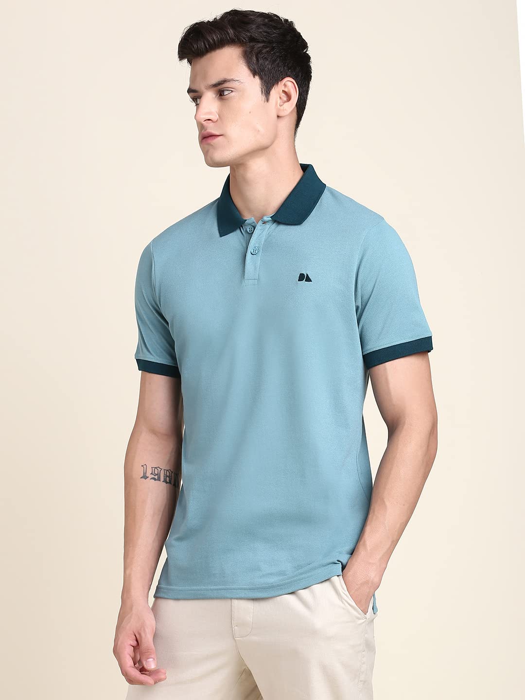 Dennis Lingo Mens Slim Fit Sea Green Polo T-Shirt
