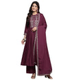 Libas Womens Silk Blend Kurta Sets (48404_Wine
