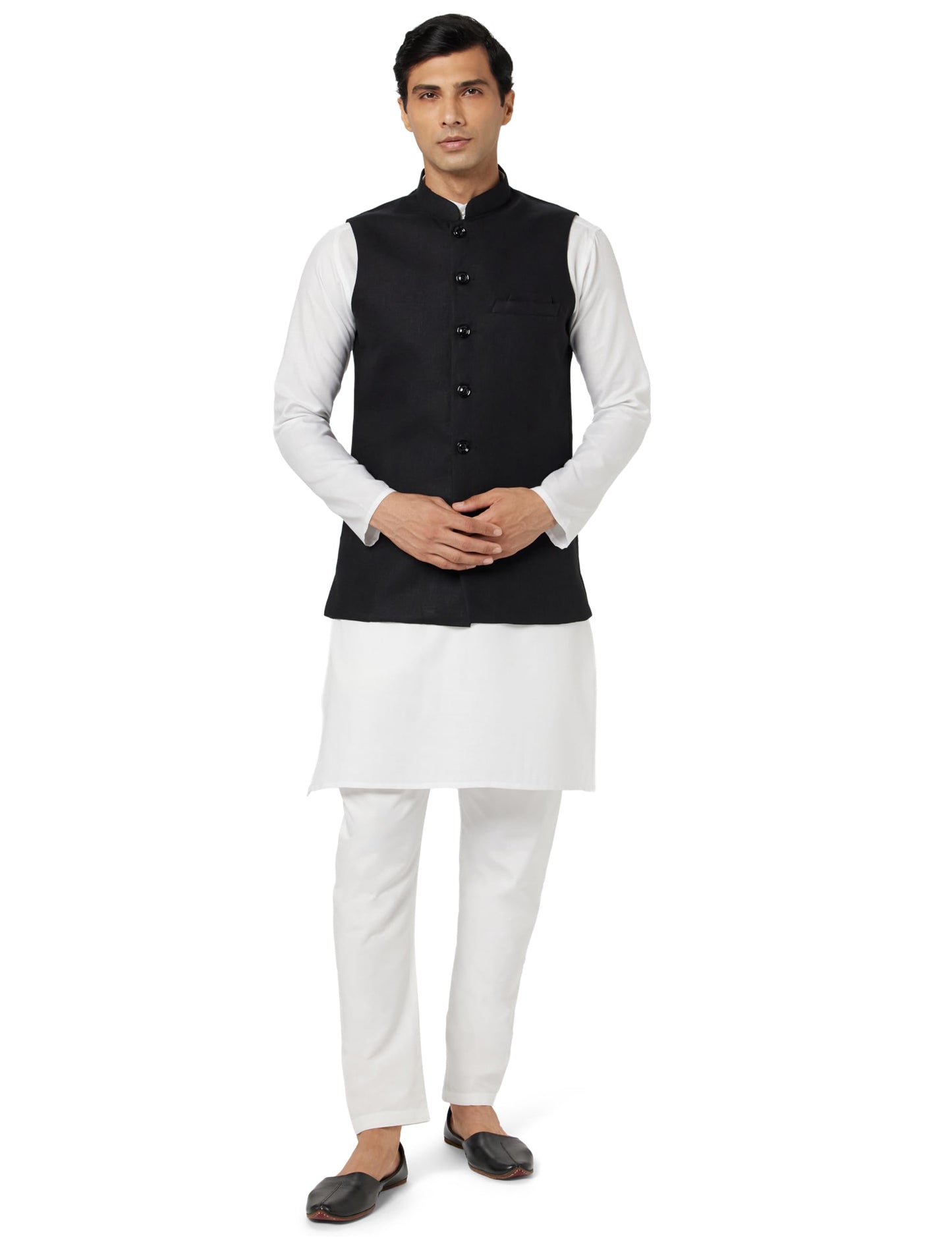 BE ACTIVE Mens Solid Linen Blend Kurta Pyjama 3 Piece Set || Men Kurta Pajama With Modi Jacket || Kurta Pajama Nehru Jacket For