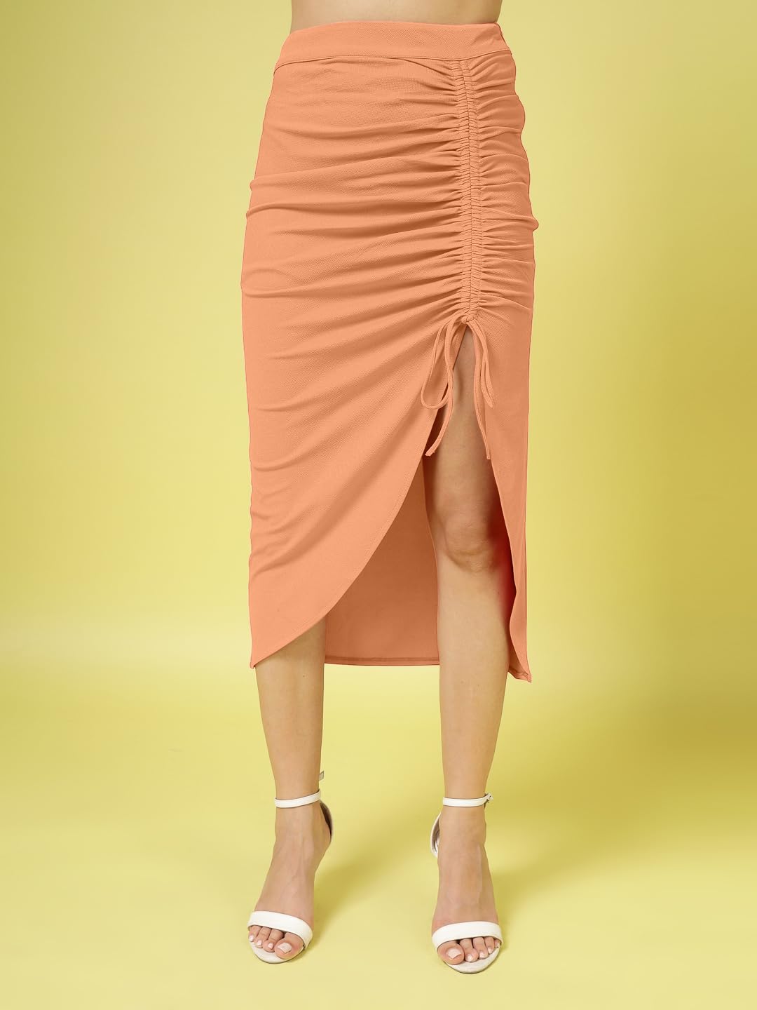 OOMPH! Stertchable Lycra Skirt for Women Orange - msk227