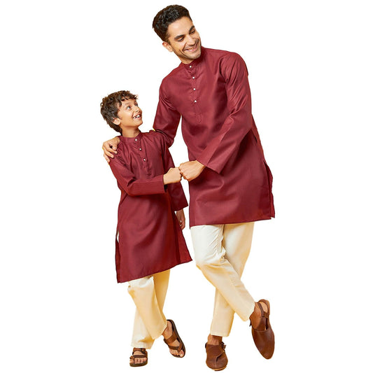 Bon Organik Marron Kurta Pajama Set For Men