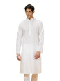 Manyavar MenS White Cotton Self Design Kurta Pyjama Set