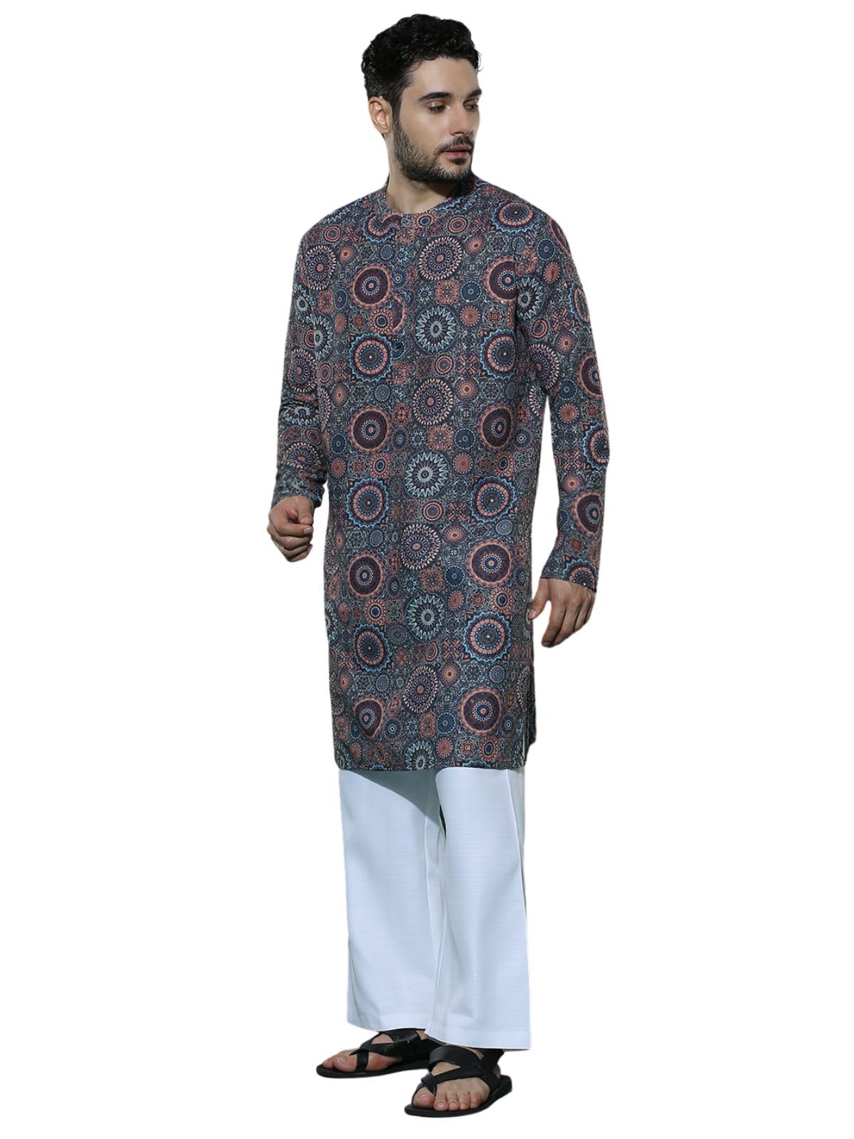 Dhruvi Trendz MenS Kurta -Pajama Set | Designer Printed Cotton Kurta For Wedding, Festival, Party |Traditional Indian Attire |