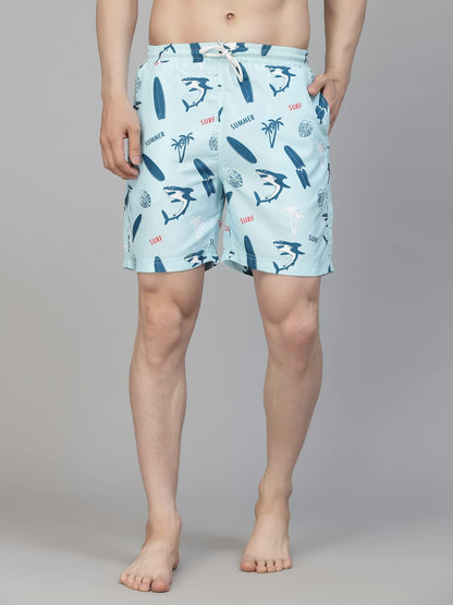 Style Quotient Men Multi Color Marine Printed Polyester Swim Short