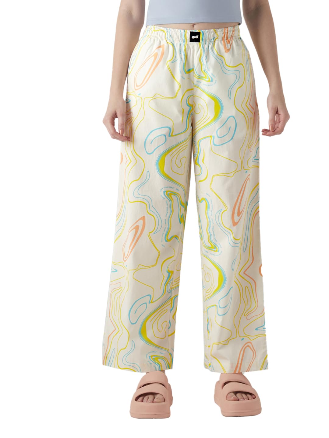Bewakoof Womens All Over Printed Regular Fit Cotton-Poplin Pyjama_644700_Off White_2XL