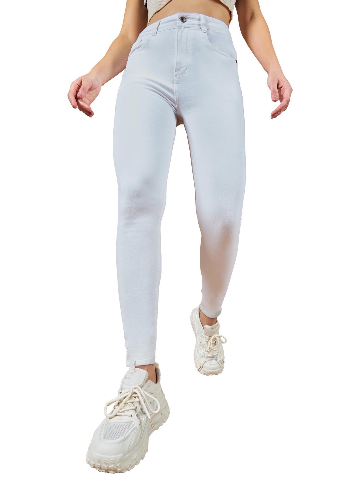 Dolce Crudo WomenS Skinny High Rise Clean Look Bleached Regular Length Stretchable Denim Jeans (Doss24Den97-31-82-26, White, 26)