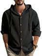 Noble Monk Mens Relax Fit Hooded Shirt Black