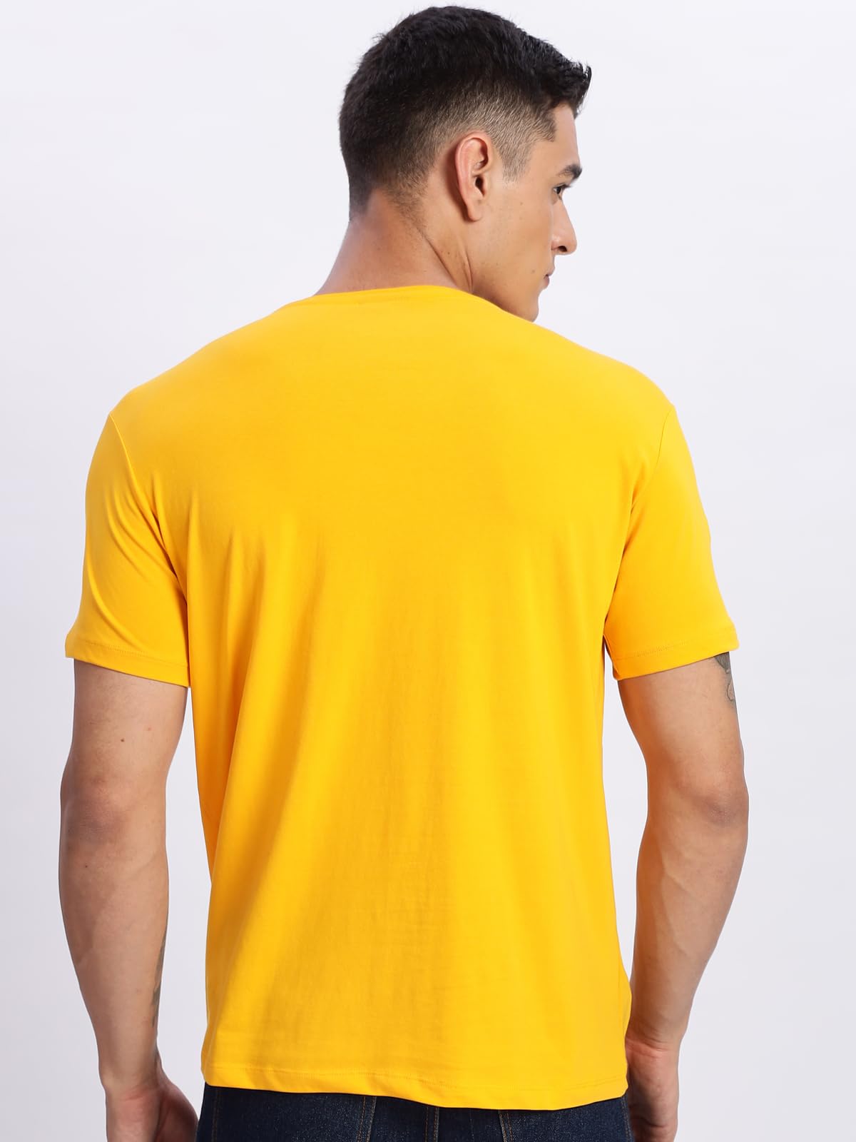 ADRO Triangle Mens Printed T-Shirt (RNR-M-TKT-MU_Mustard)