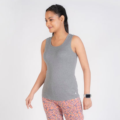 Rupa Colors Playsure Solid 100% Combed Cotton Rib Fabric, Womens Tank Top, Sleeveless Pack of 1