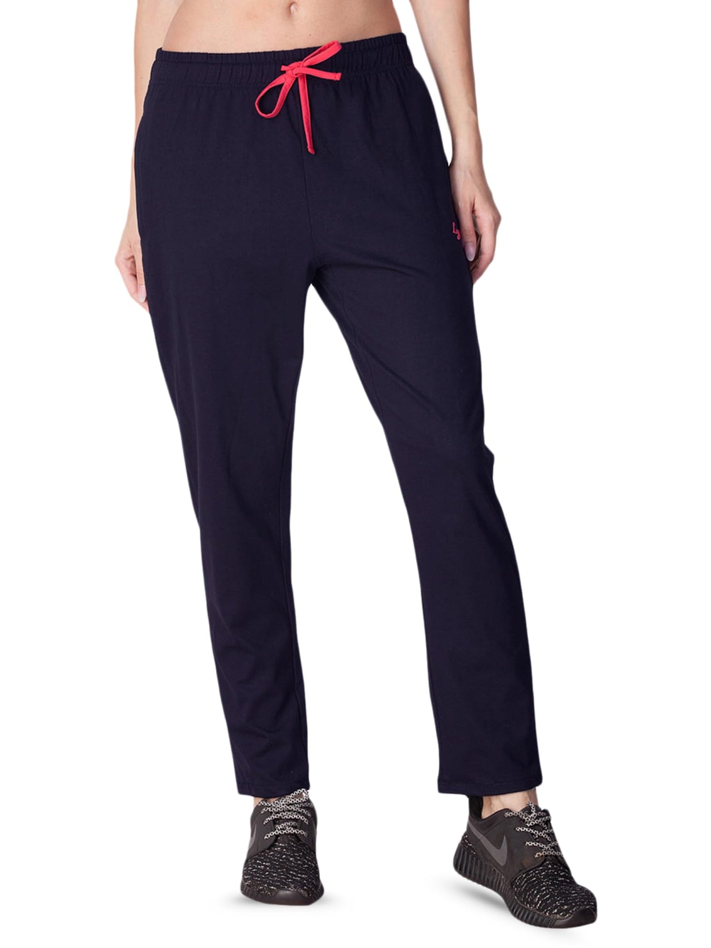 Lyra Womens Regular Fit Gym Track Pants With 2 Side Pockets 4 Way Stretchable Navy