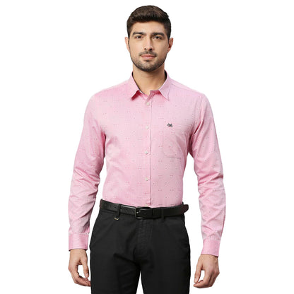 Thomas Scott Self Printed 100% Cotton Slim Fit Spread Collar Formal Shirts for Mens