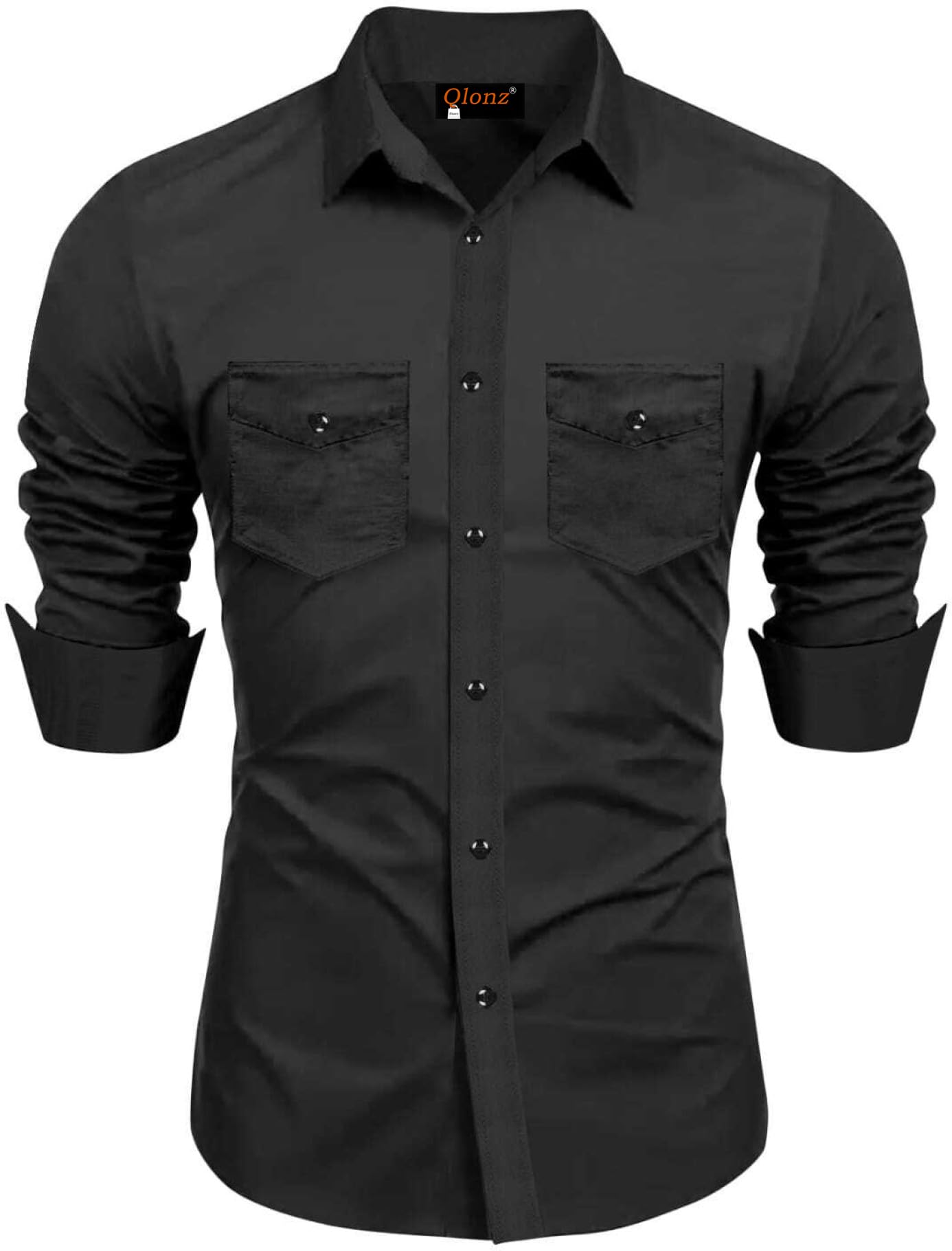 Rebelify MenS Cotton Blend Shirt With Pockets Full Sleeves Collared Neck Solid Pattern Botton Down Closure Relaxed Fit And Stan