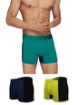 XYXX Mens Underwear Dualist IntelliSoft Antimicrobial Micro Modal Trunk Pack of 3 (Black Iris & Black;Navigate & Black Iris;Lim