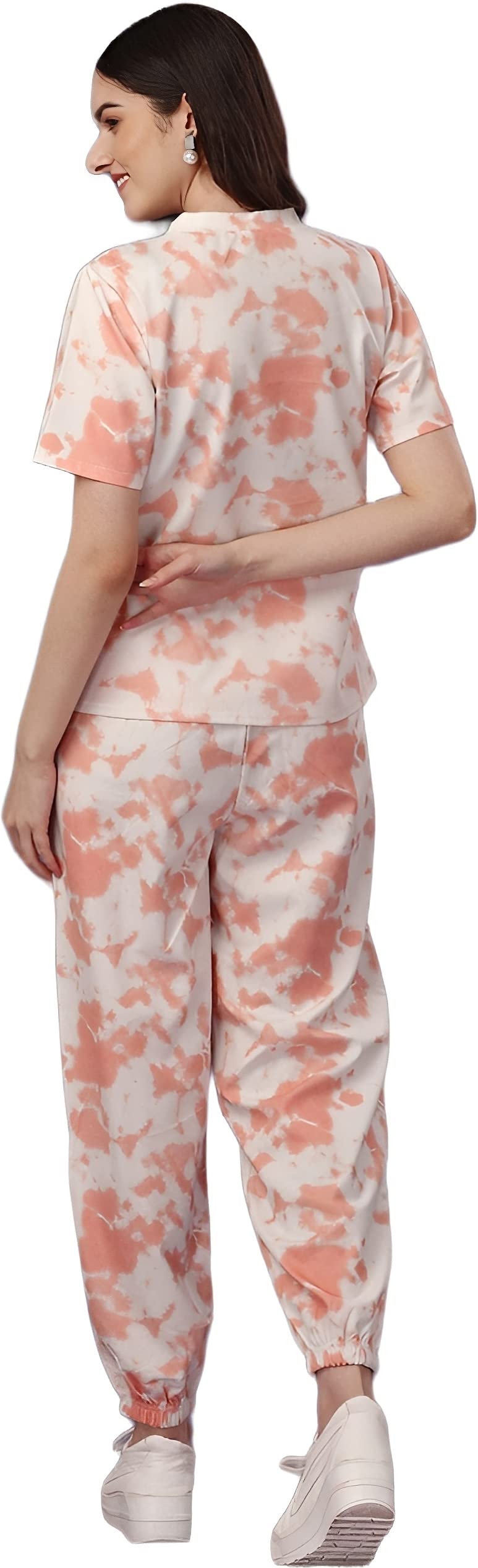 ELLITI Womens Soft Poly Cotton Tie-Dye Printed Crop Length T-Shirt and Pyjama Night Suits Set | Co-ord | Nightwear | Loungewear