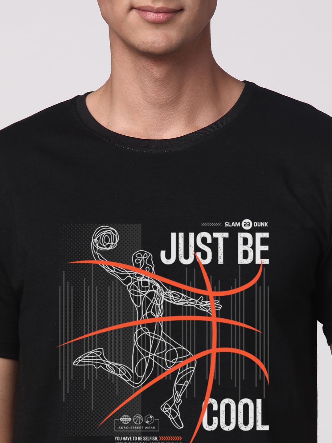 ADRO Men's Graphic Printed 100% Cotton T-Shirt - Regular Fit, Printed T-Shirts for Men (RN24-BCL-BL_Black)