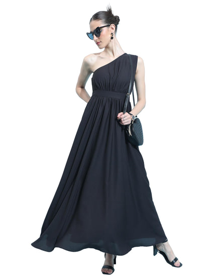 Ketch Cotton Blend Women Casual Fit Black Dress Maxi Khj6000351