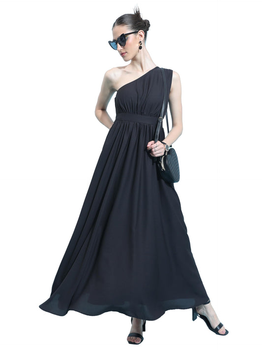 Ketch Cotton Blend Women Casual Fit Black Dress Maxi Khj6000351