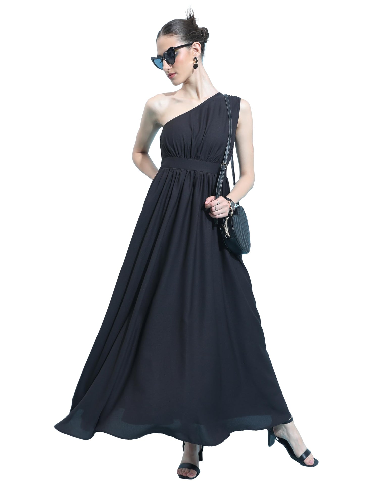 Ketch Cotton Blend Women Casual Fit Black Dress Maxi Khj6000351