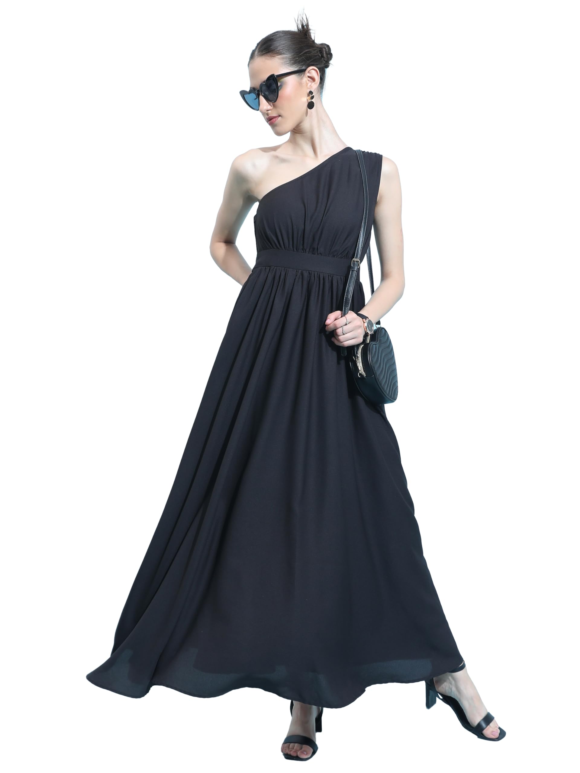 Ketch Cotton Blend Women Casual Fit Black Dress Maxi Khj6000351