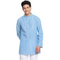 Fabindia Men Cotton Short Kurta Regular Fit Blue_S