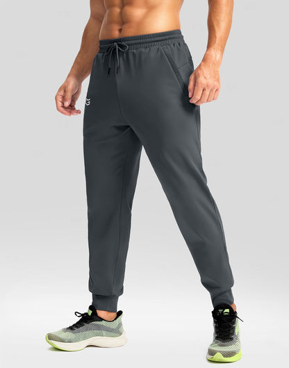 CB-COLEBROOK Mens Fleece Joggers with Zipper Pockets Solid TreckPants Water Resistant Athletic Workout Gym Sweatpants for Men (