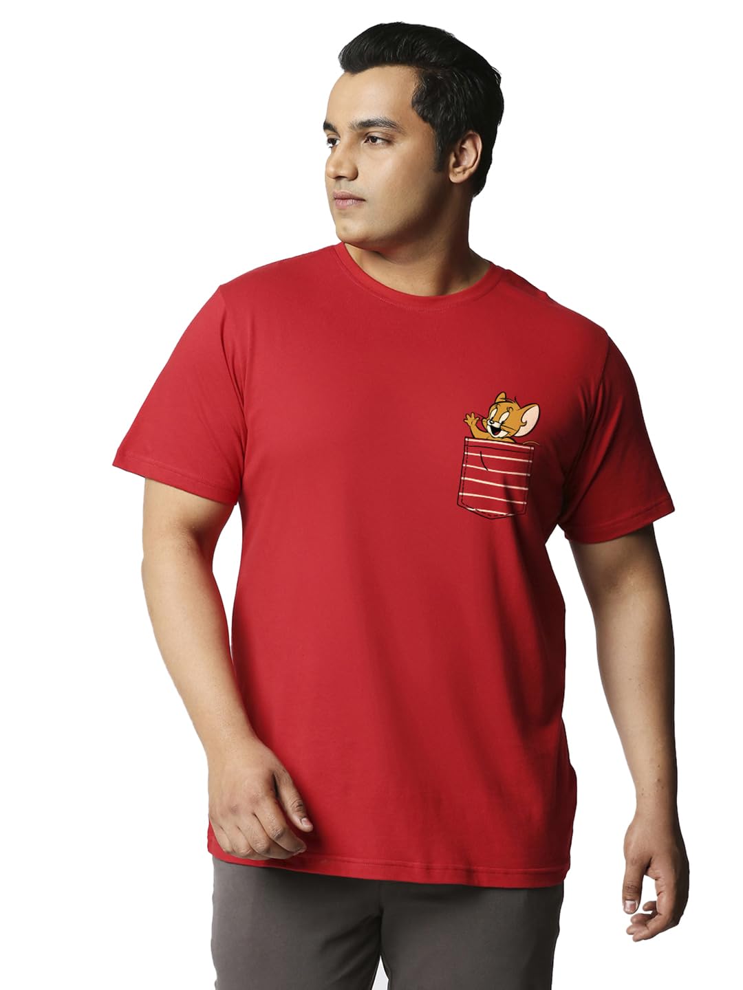 Bewakoof Official Tom & Jerry Merchandise MenS Graphic Print Regular Fit Half Sleeve Round Neck Cotton Plus Size T-Shirt_634170_