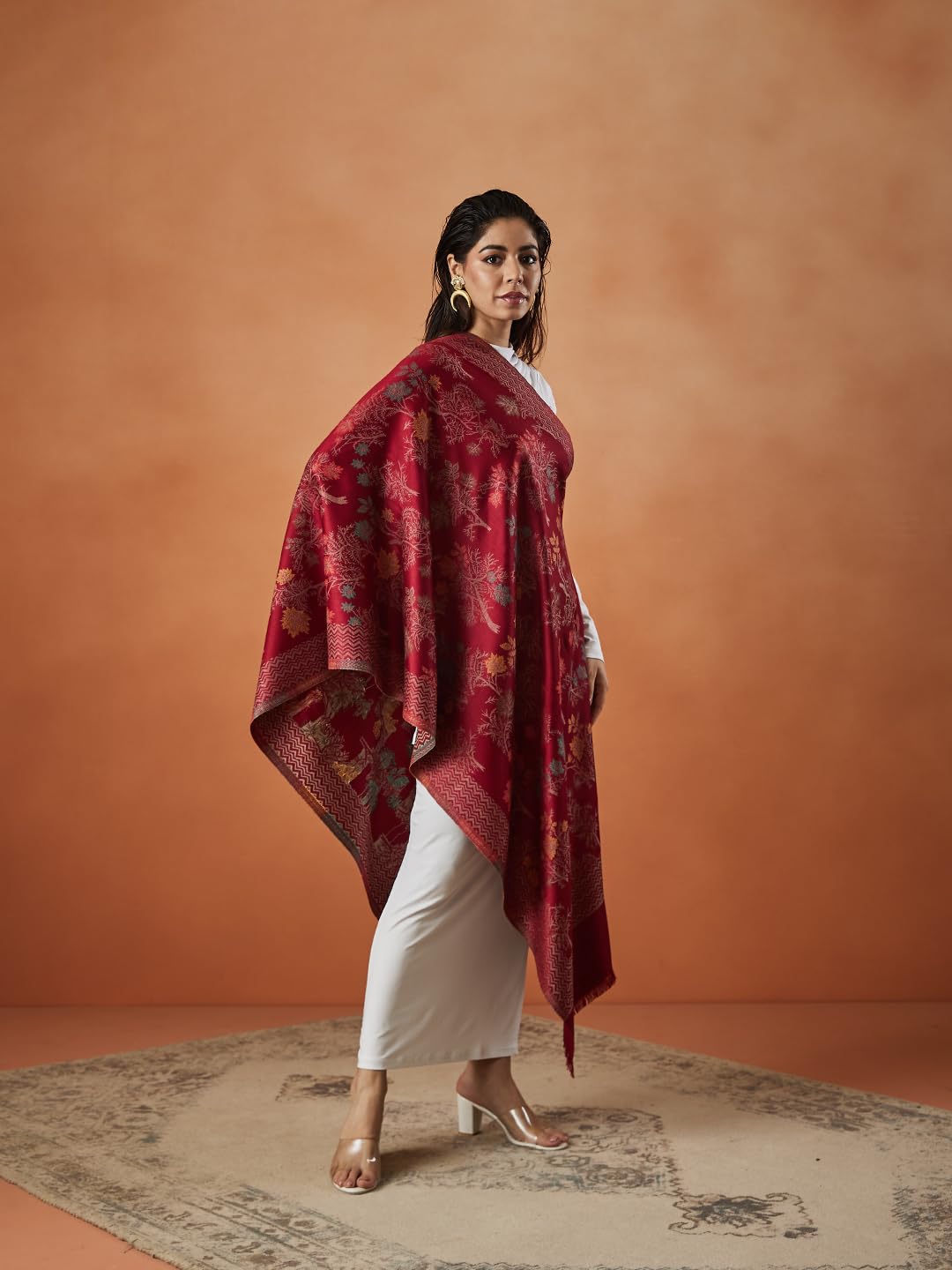 Pashmoda Women Nayab Kaani Wool Blend Stole (Size : 71X203 CM)