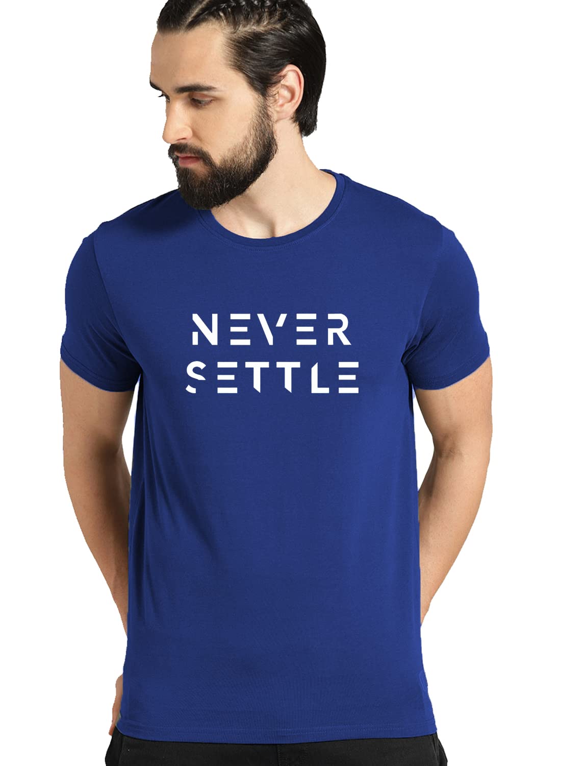 ADRO Mens Never Settle Cotton T-Shirt (RN22-03-SET-RB_Royal Blue)