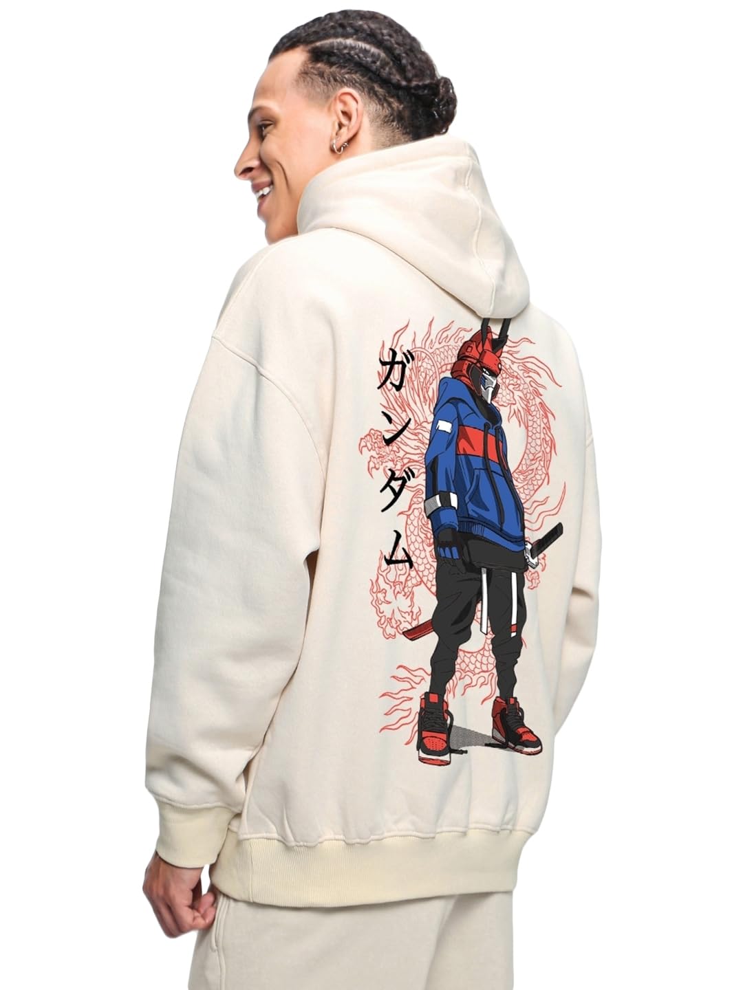 Bewakoof Mens Graphic Printed Oversized Fit Hoodies_625389_Pink_XL
