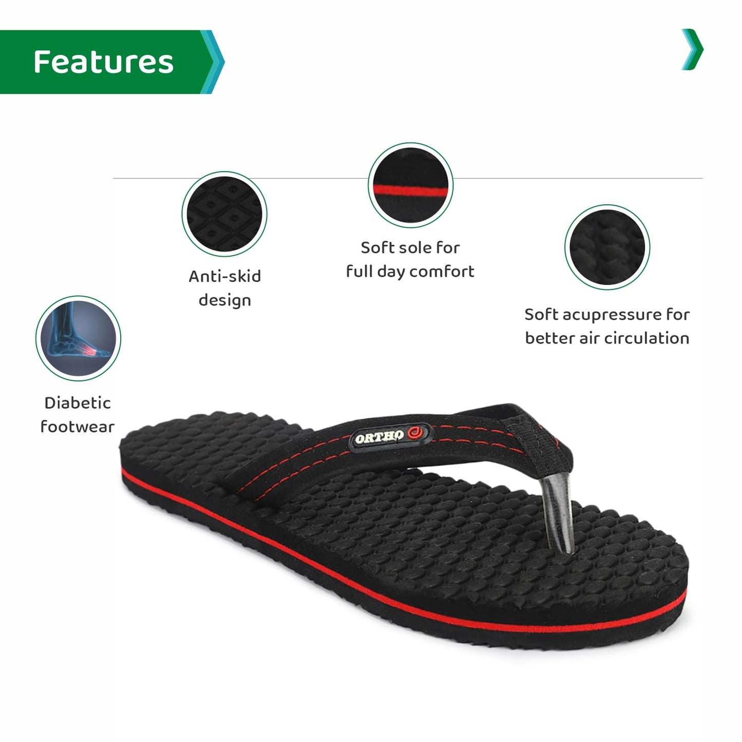 ORTHO JOY House Slipper for Womens Care | Orthopaedic | Diabetic | Acupressure | Comfortable | MCR | Flip Flop Ladies and Girl