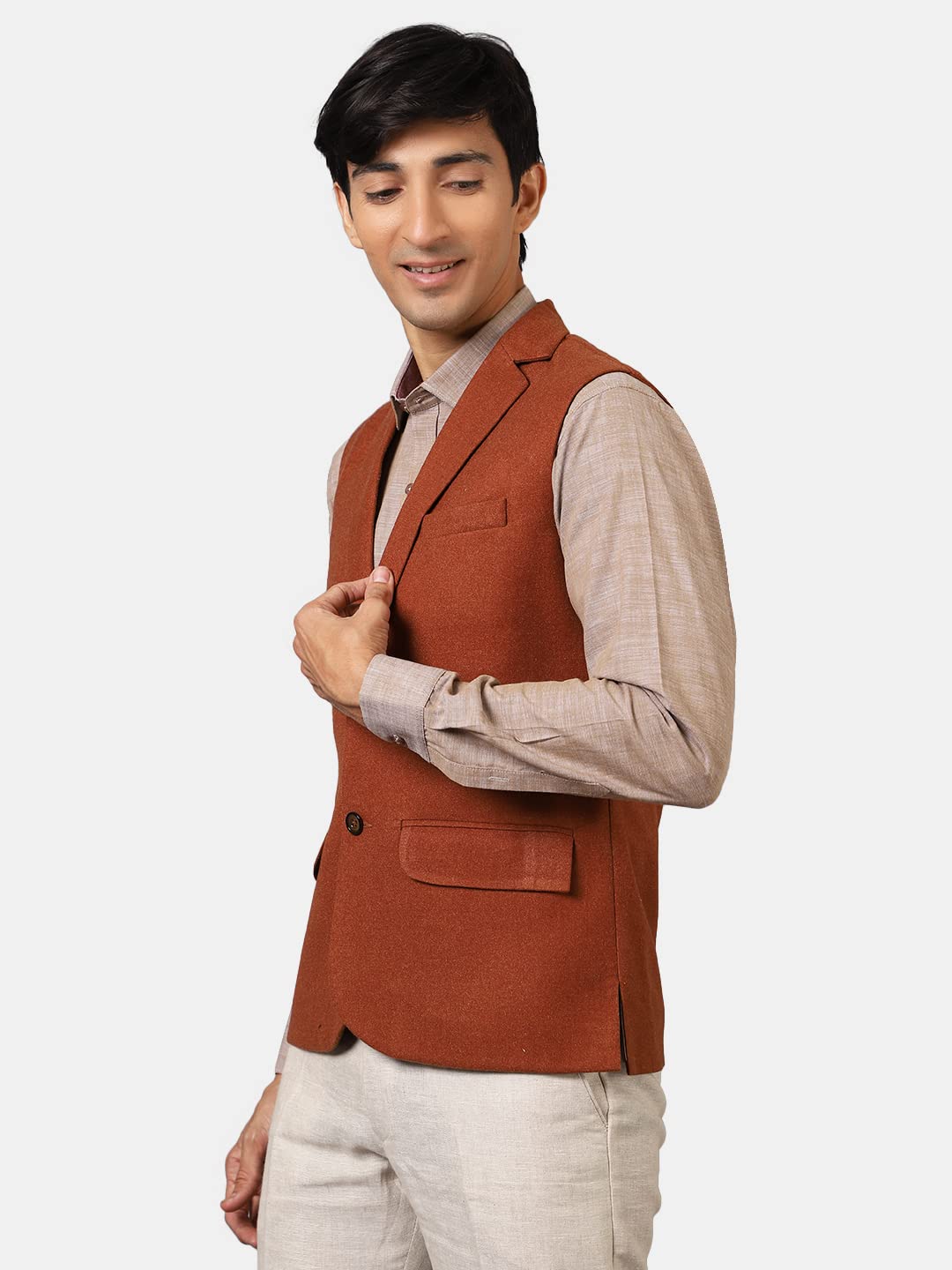 Wintage Men'S Tweed Wool Modi Nehru Jacket