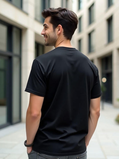 Nobero MenS Graphic Printed Regular Fit T-Shirt (1M-Twts-C1163-Pbl_Black