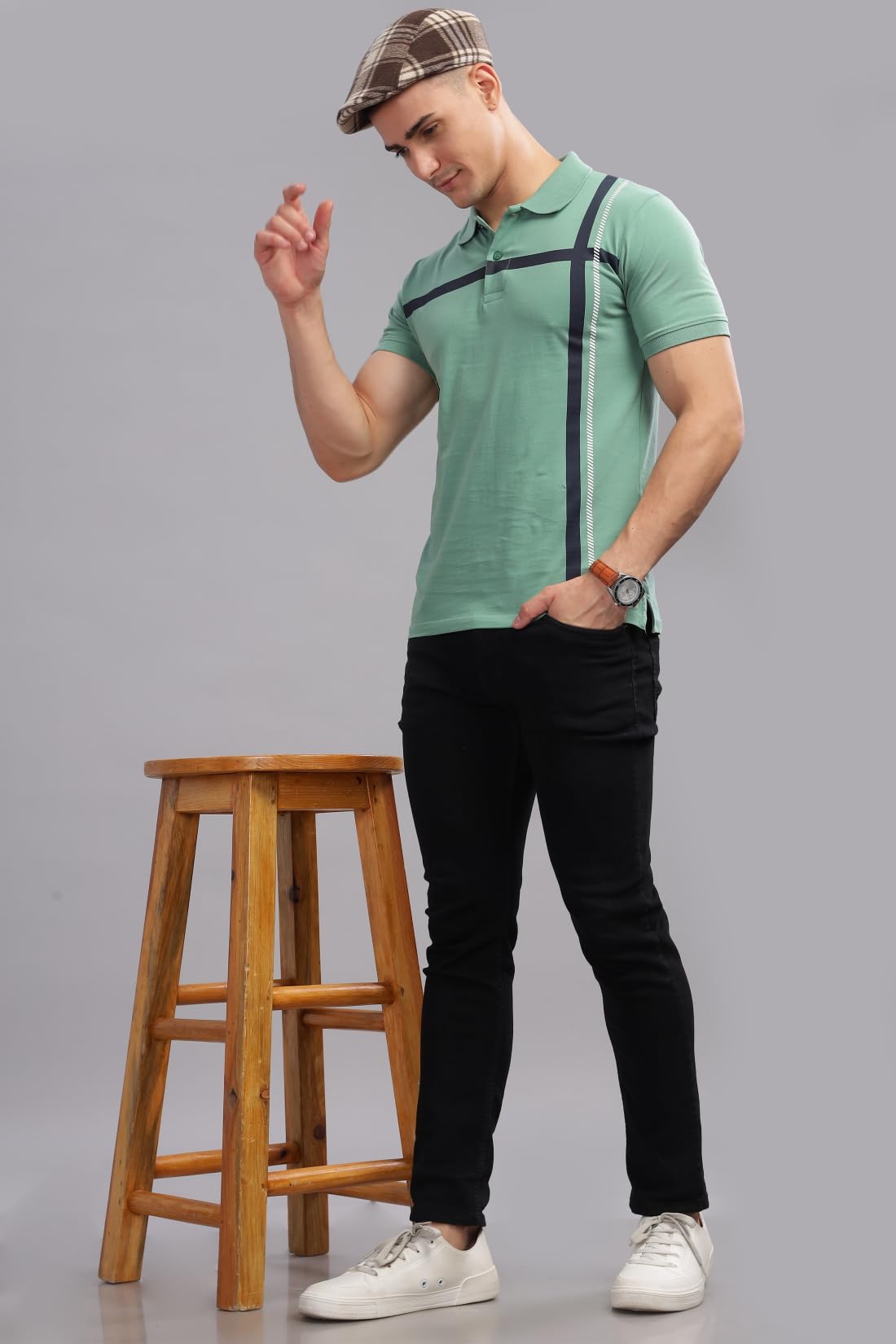 ADRO Regular Fit Polo T-Shirt for Men| Printed Polo T-Shirt | Cotton Polo T Shirt Also in Plus Size|Pnop24-L1-Ptnbwh