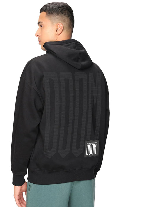 Bewakoof Heavy Duty 1.0 Official Marvel Merchandise Doom Mens Typography Oversized Fit Full Sleeve Fleece Hoodies_648719_Black_