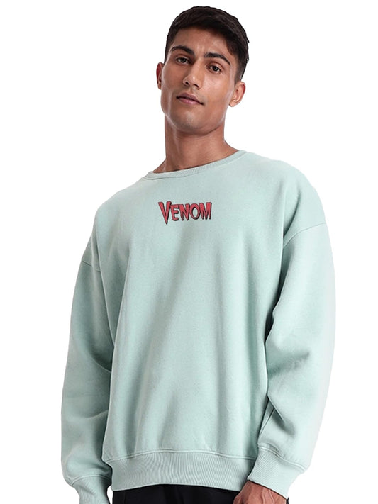 Bewakoof Official X Marvel Merchandise Mens Graphic Print Oversized Sweatshirt_550984_Green_M