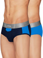 XYXX Mens Underwear Illuminati IntelliSoft Antimicrobial Micro Modal Brief Pack of 2 (Black Iris & Brilliant Blue ; Brilliant B