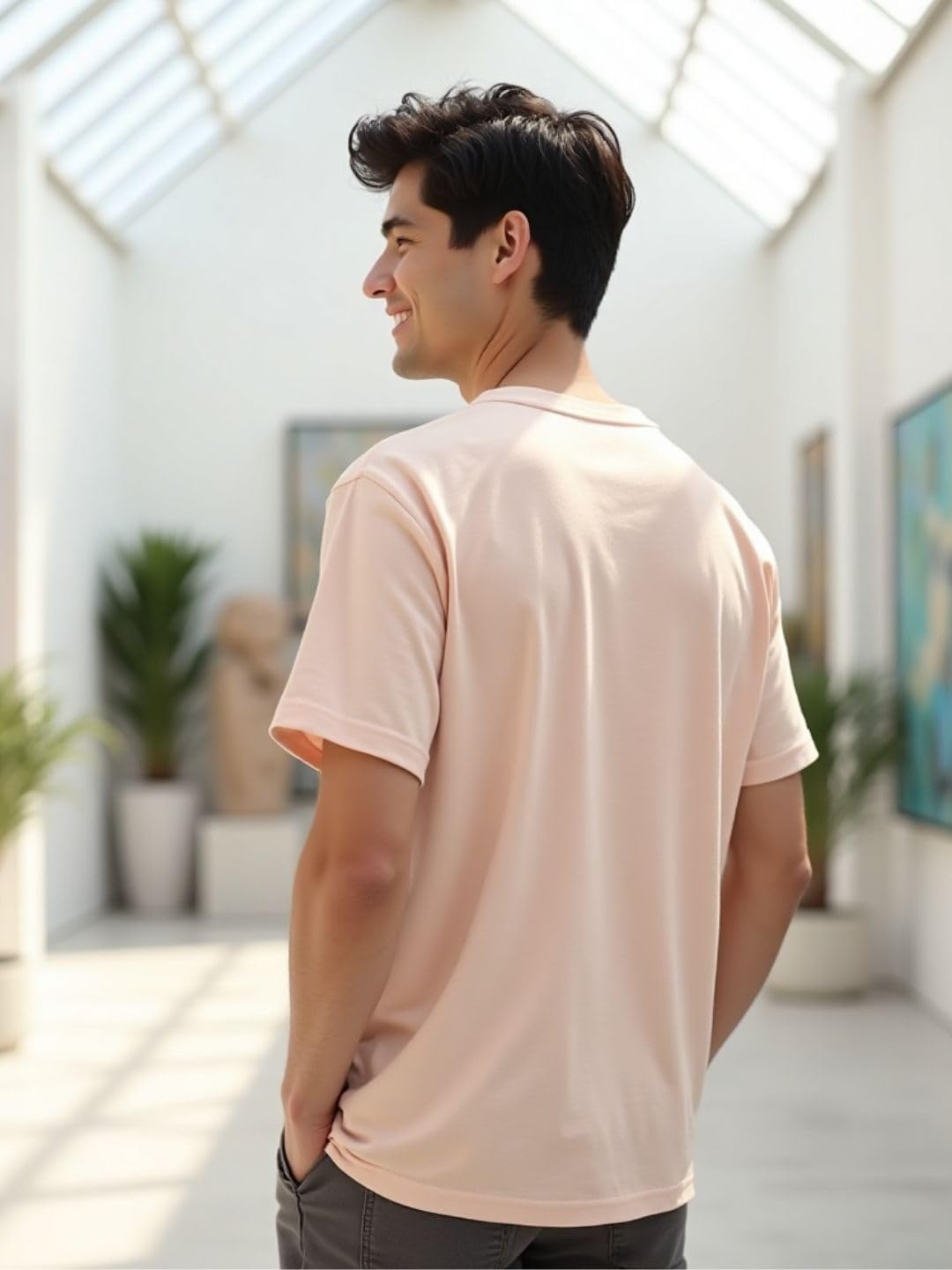 Nobero MenS Typography Printed Regular Fit T-Shirt (1M-Twts-C1177-Bs_Blush