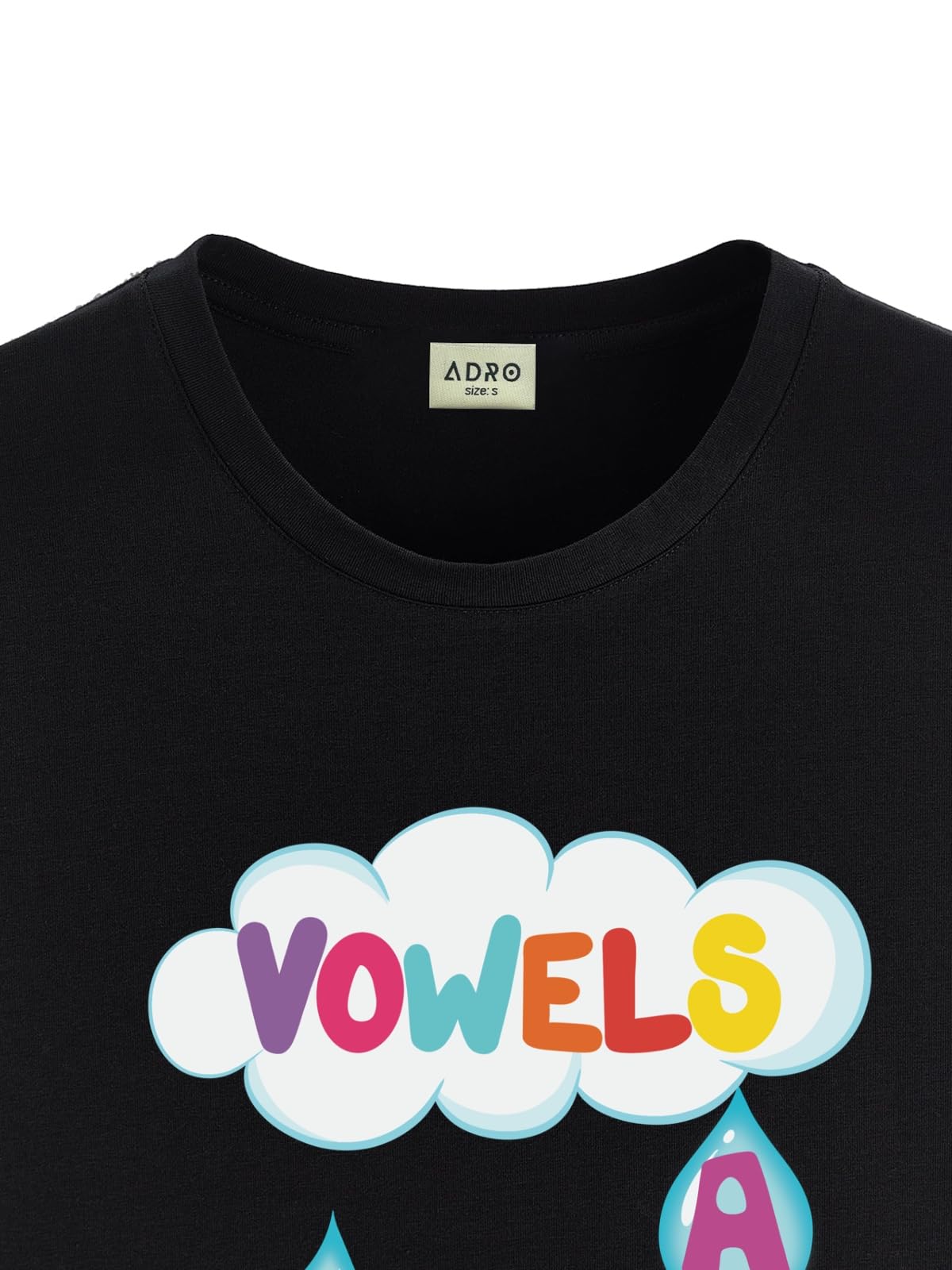 ADRO T Shirts for Boys & Girls || Vowels Learning Printed T-Shirt || Ages 3-14 || 100% Cotton Round Neck Tshirt for Boys & Girls