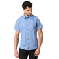 Thomas Scott Mens Printed Slim Fit 100% Cotton Casual Shirt with Spread Collar and Half Sleeve Blue