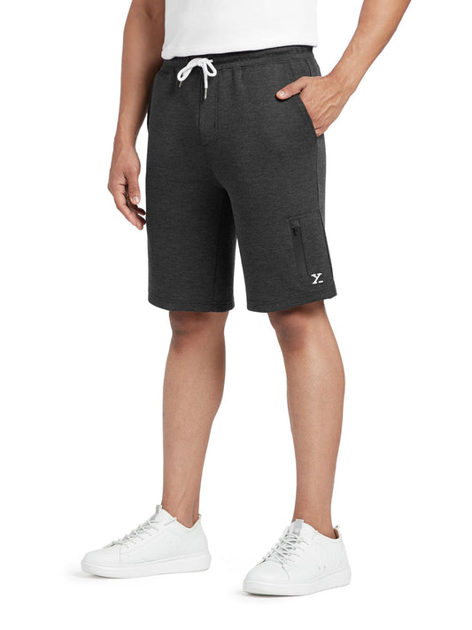 XYXX Athleisure Mens Cotton Melange Shorts | Ultra-Smooth Casual Everyday Wear | Tailored Relaxed Fit Solid Hype Shorts with Zi
