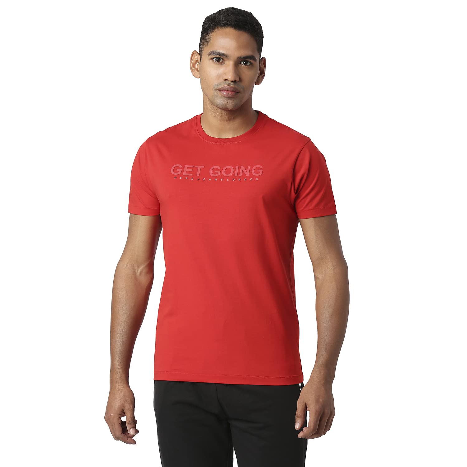 Pepe Jeans MenS Printed Slim Fit T-Shirt (Pm509066255M_Red