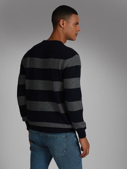 High Star MenS Cotton Round Neck Sweater (Hsmsww23105Rdnf_St1_Multi 1