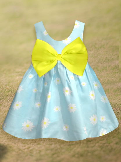 A.T.U.N. (ALL THINGS UBER NICE) Mini Auqa Floral Printed Pam Bow Dress for Girls Aqua