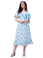 Trillmixa WomenS Stylish Georgette Fit And Flare Knee-Length Printed Midi Dress (Pastle) Light Blue