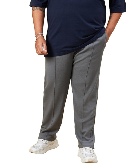 Bewakoof Mens Solid Regular Fit Cotton Blend Plus Size Track Pant_617404_Grey_6XL