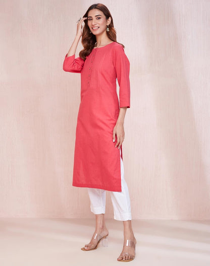 Fabindia WomenS Cotton Solid Regular Kurta (1037292Pink_Pink
