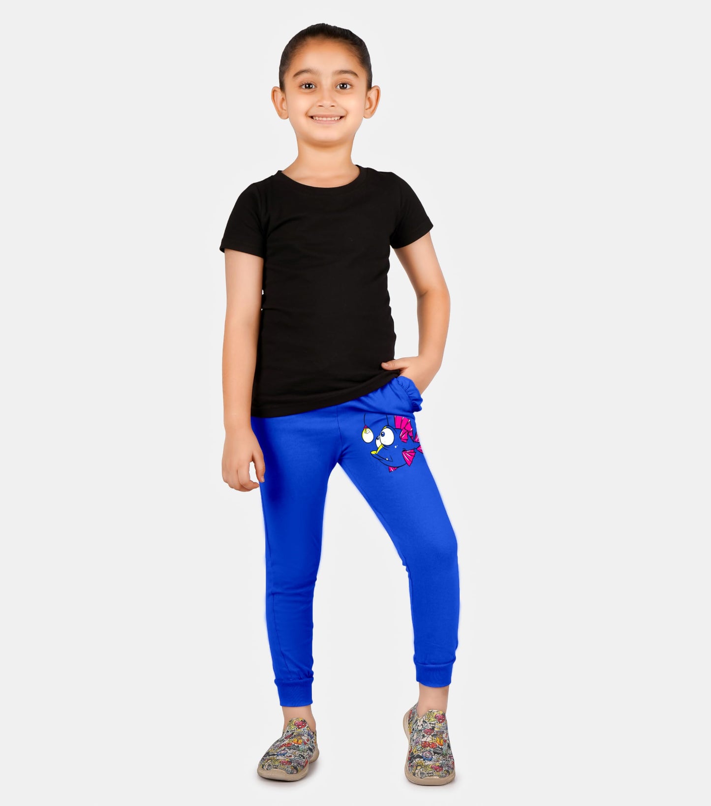 Kyda Kids Cotton Printed Regular Fit Track Pants For Girls (Pack Of 2)