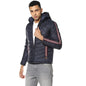 Campus Sutra Mens Indigo Blue Solid Quilted Puffer Regular Fit Bomber Jacket For Winter Wear | Hooded Collar | Full Sleeve | Zi